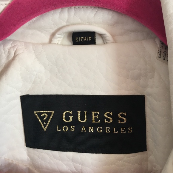 BRAND NEW Chic Cream GUESS "Leather" Jacket - Picture 5 of 7